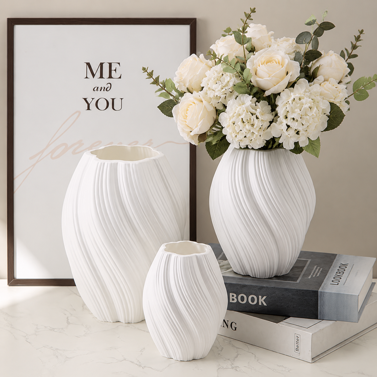 Wave Shaped Vase Decor | Modern Flower Vase Centerpiece | Home Table Decoration | Living Room Office Accent | Wedding Display