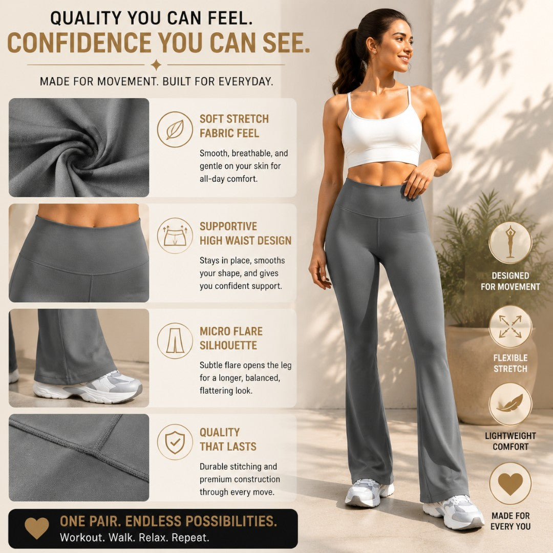 High Waisted Flare Leggings Women | Compression Yoga Pants | Seamless Workout Leggings | Stretch Fitness Pants | Everyday Activewear