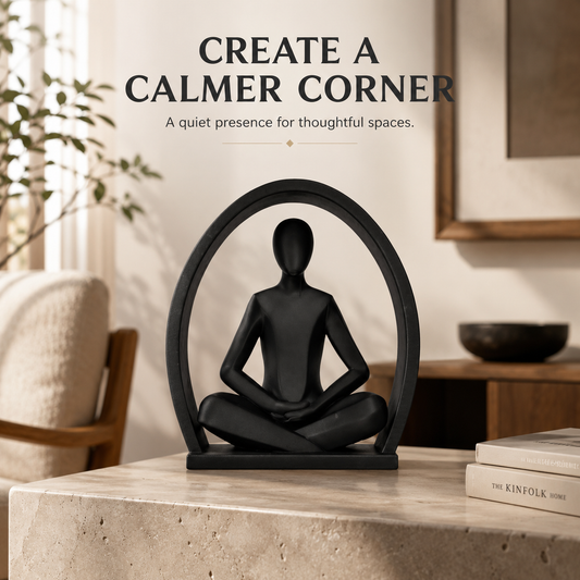 Abstract Meditation Sculpture | Yoga Figure Desk Decor | Minimalist Office and Living Room Statue | Mindful Gift