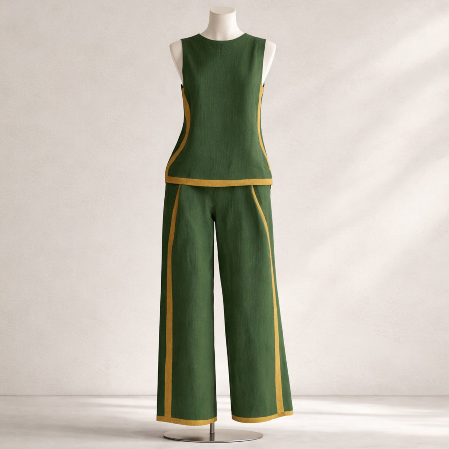 Women’s Sleeveless Wide-leg Trouser Set / Casual Summer Fashion