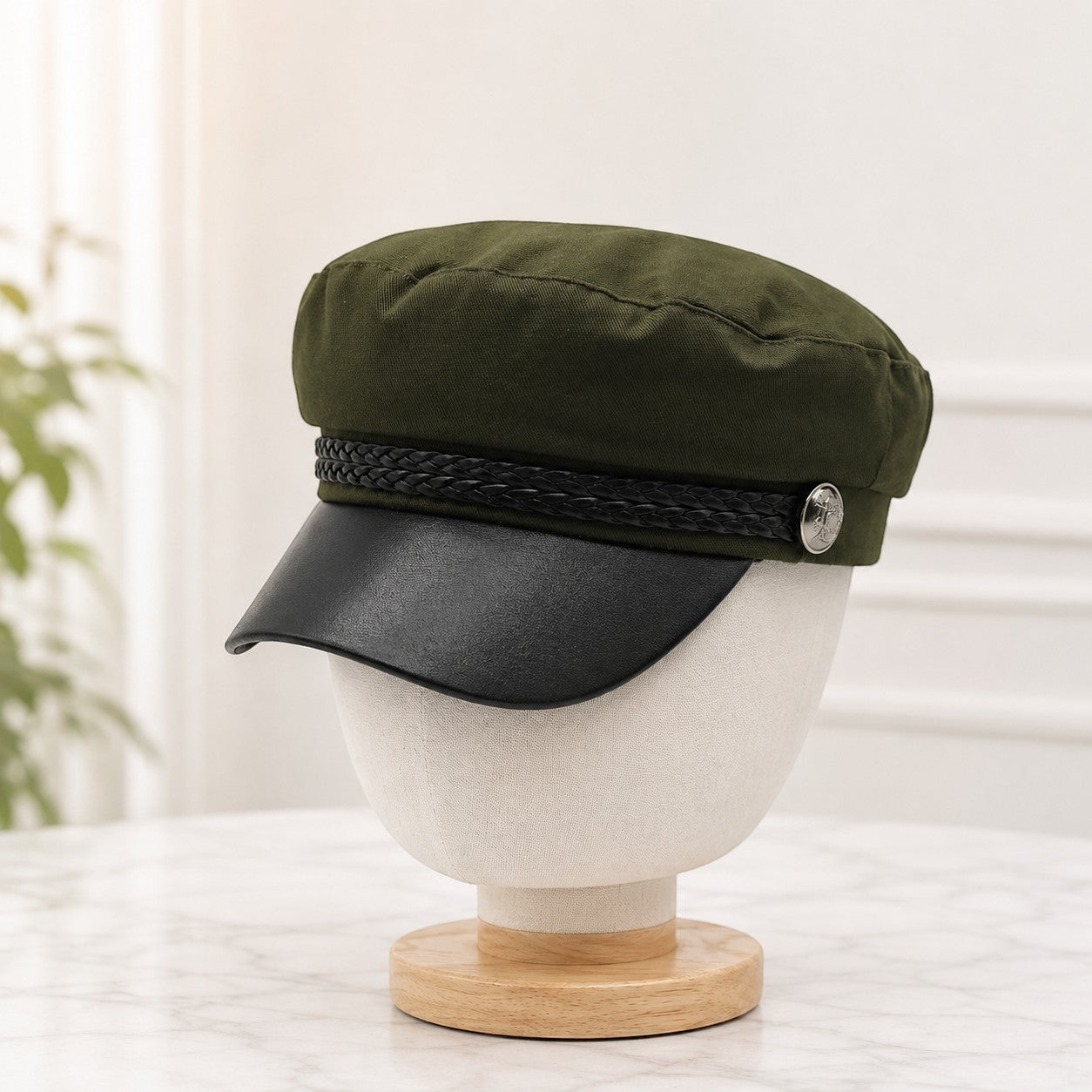 Vintage Military Newsboy Cap for Men & Women, Classic Cadet Captain Hat, Stylish Flat Brim Vintage Streetwear Hat