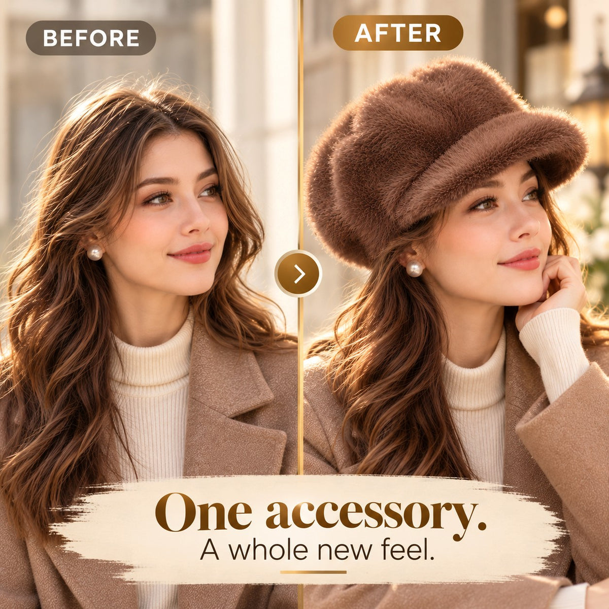 Women's Faux Fur Newsboy Hat – Plush Winter Baker Boy Cap, Chic Vintage-Inspired Fashion Hat