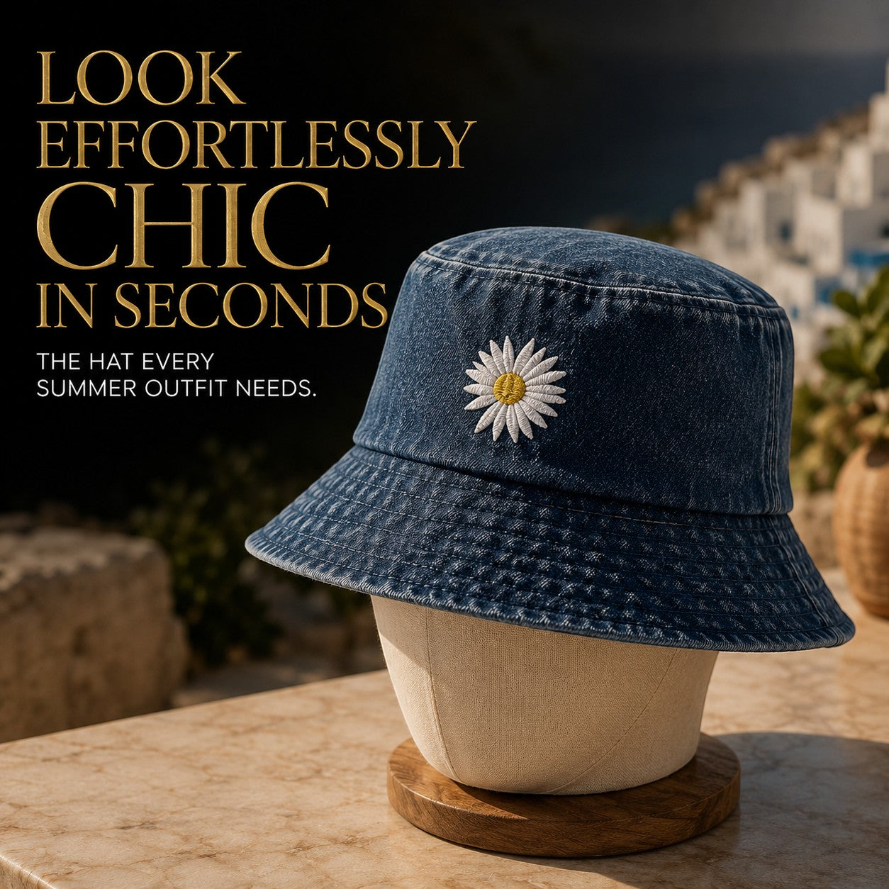 Vintage Daisy Denim Bucket Hat for Women | Cottagecore Floral Sun Hat | Cute Casual Summer Fisherman's Cap