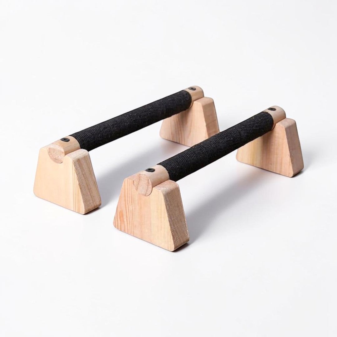 Wooden Push Up Bars Stands Pair | Home Gym Workout Equipment | Parallel Handles For Strength Training Calisthenics Fitness
