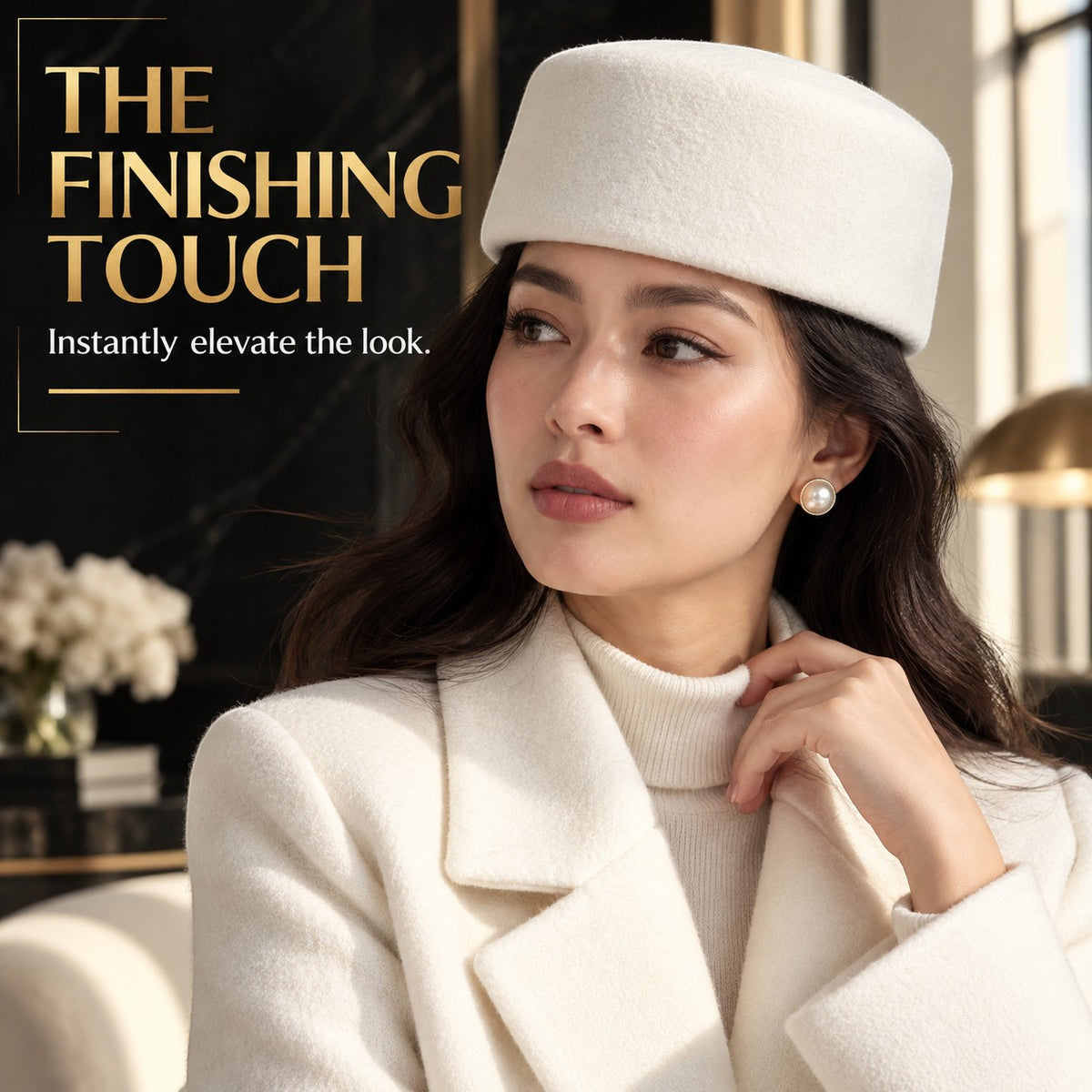 Women's Felt Pillbox Hat, Minimalist Vintage Round Top Hat, Elegant Korean Style Hat for Dresses, Coats & Chic Outfits