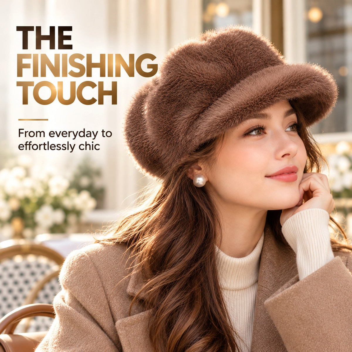 Women's Faux Fur Newsboy Hat – Plush Winter Baker Boy Cap, Chic Vintage-Inspired Fashion Hat