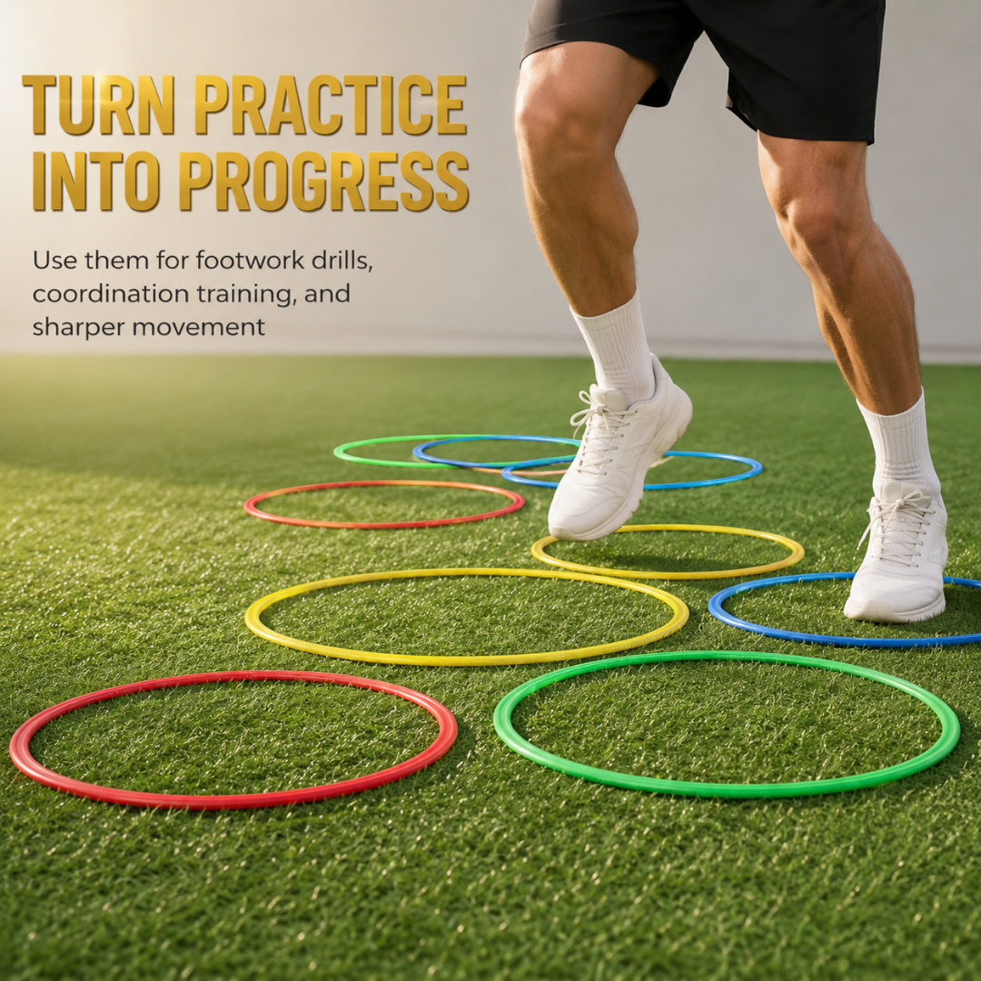 Agility Training Rings Set | Portable Speed Drill Hoops for Footwork Practice, Soccer Training Equipment, Field Workout Gear
