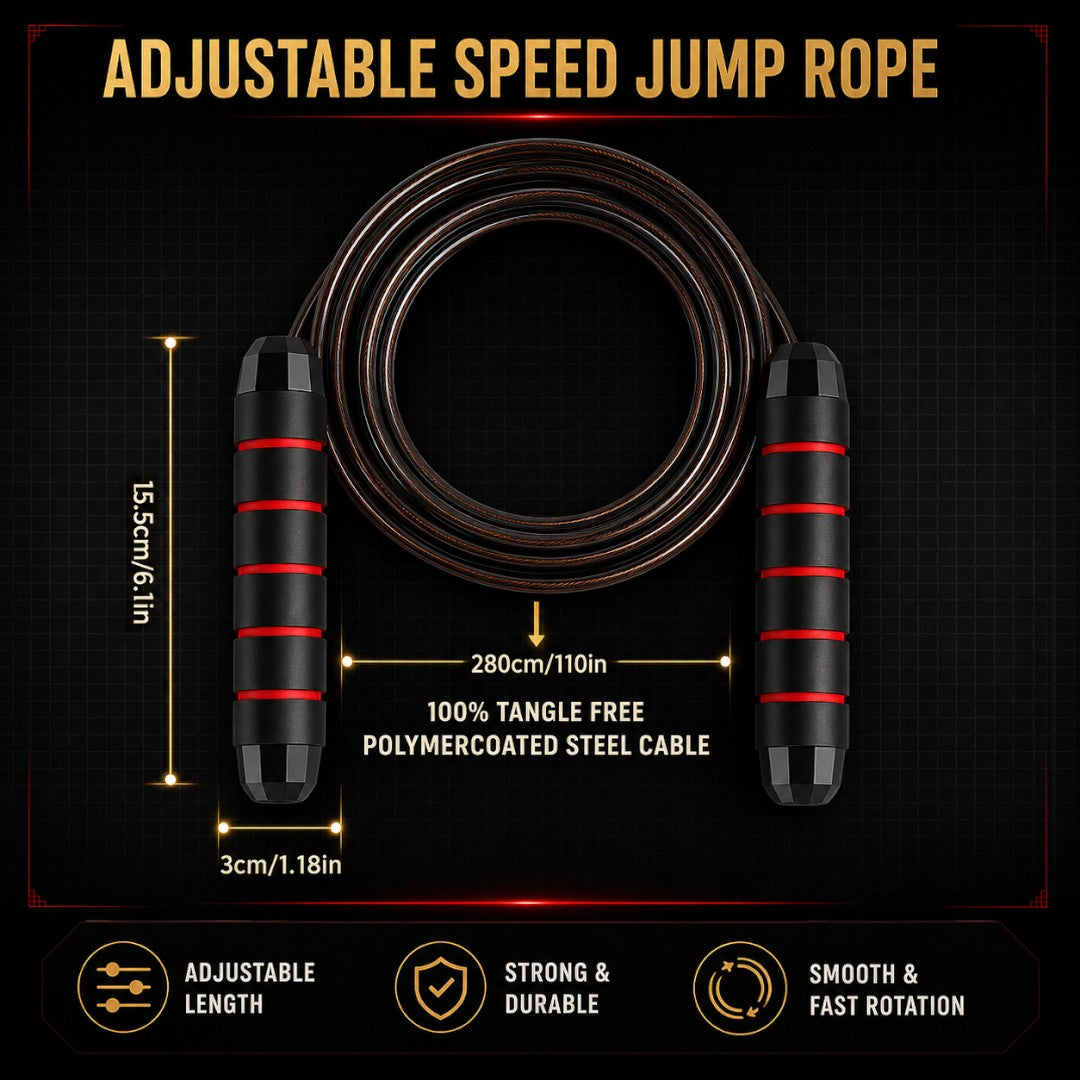 Speed Jump Rope | Adjustable Wire Skipping Rope | Tangle Free Cardio Equipment | Home Workout Training Accessory