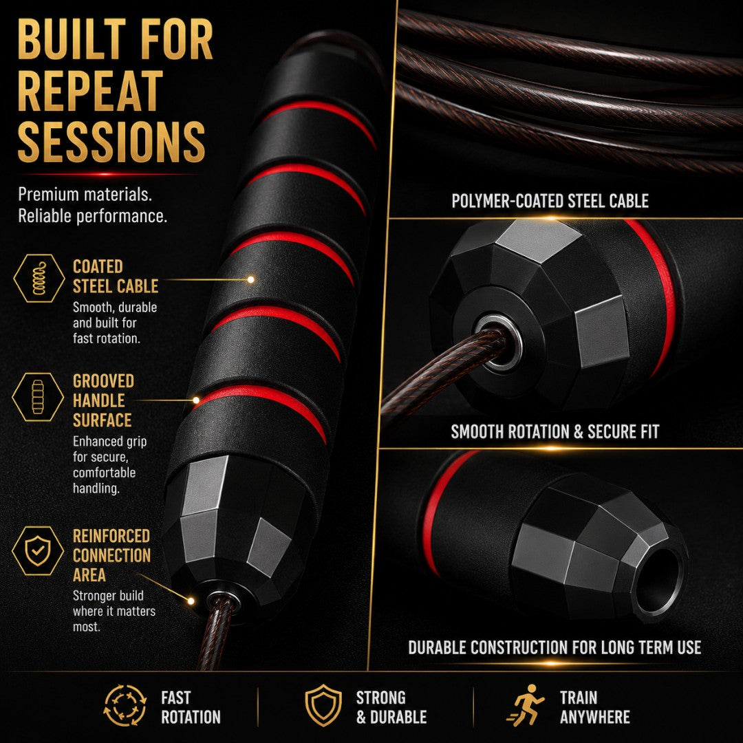 Speed Jump Rope | Adjustable Wire Skipping Rope | Tangle Free Cardio Equipment | Home Workout Training Accessory
