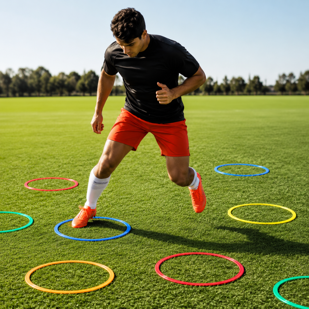 Agility Training Rings Set | Portable Speed Drill Hoops for Footwork Practice, Soccer Training Equipment, Field Workout Gear