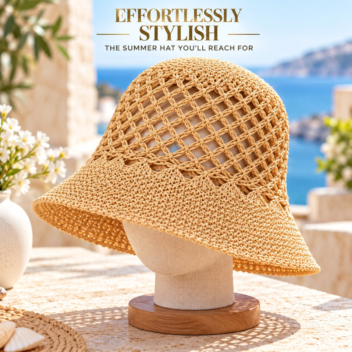 Women's Crochet Bucket Hat, Woven Mesh Sun Hat, Lightweight Summer Hat for Beach Vacation, Streetwear & Resort Style