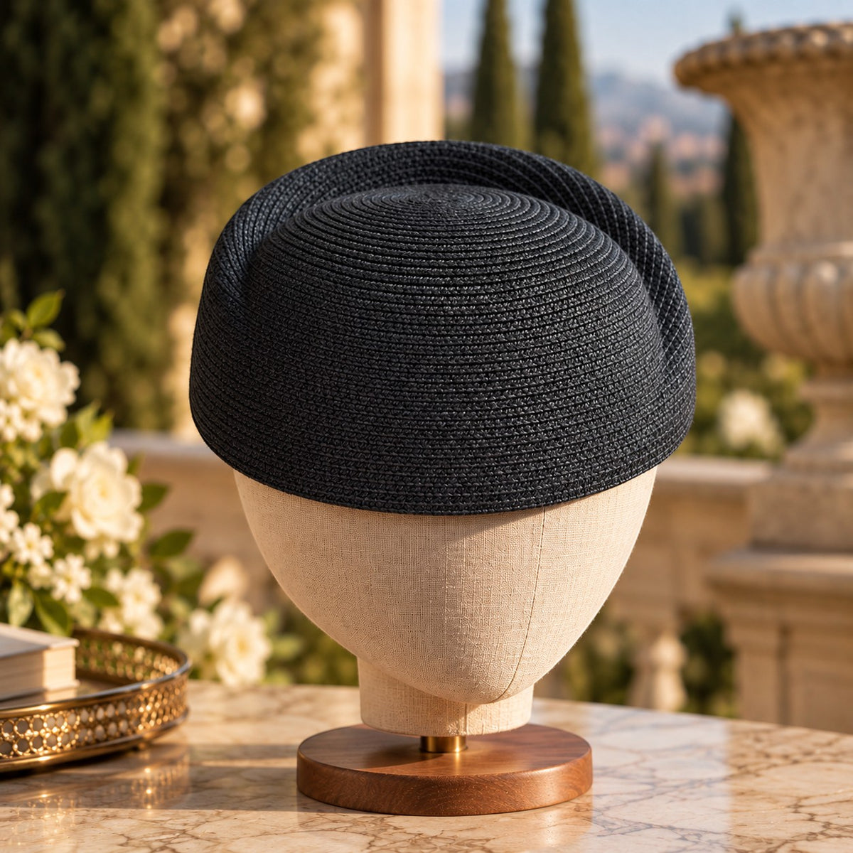 Handwoven Straw Pillbox Hat for Women, Vintage Cocktail Cap, Minimalist Fascinator, Elegant Wedding Garden Party Resort Headwear