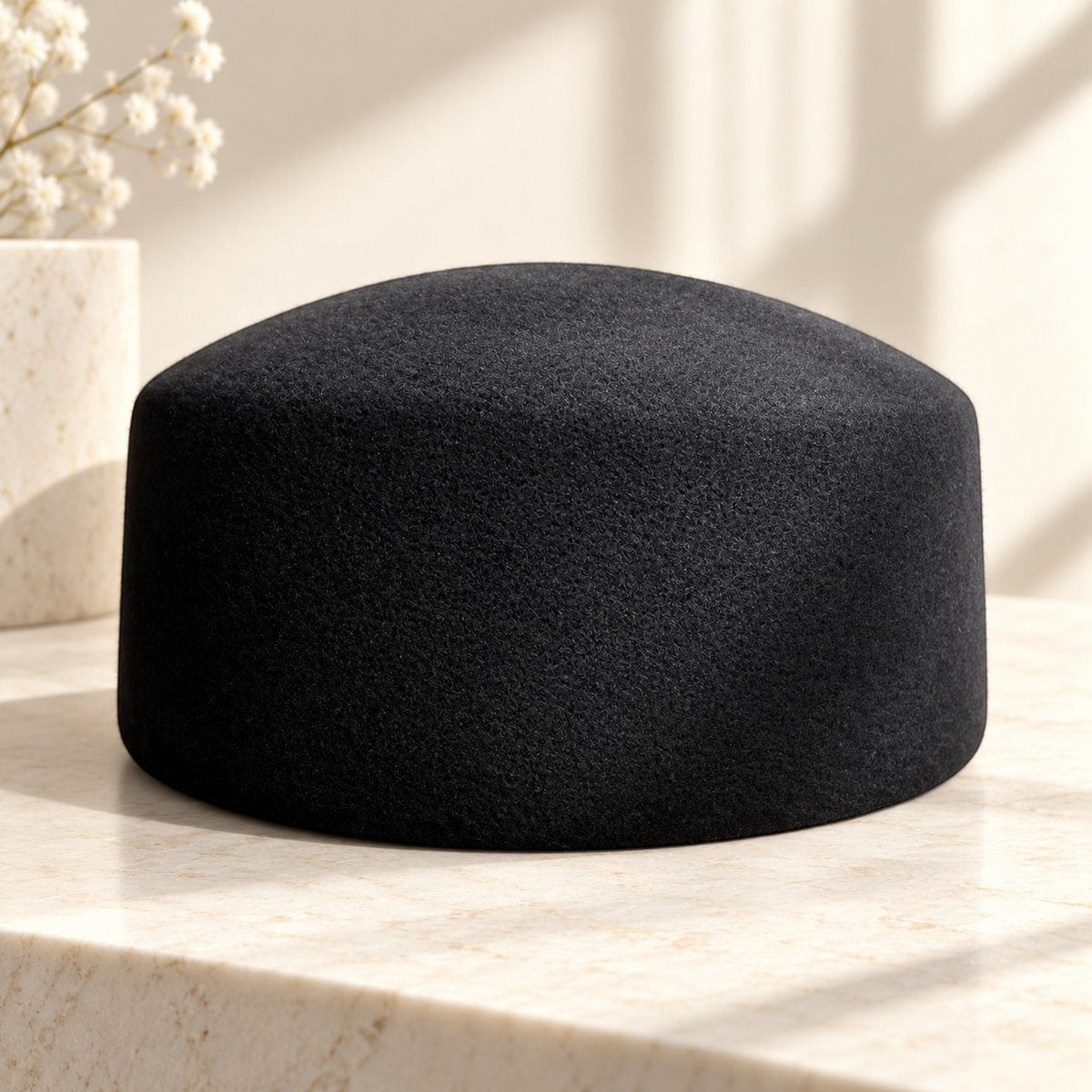 Women's Felt Pillbox Hat, Minimalist Vintage Round Top Hat, Elegant Korean Style Hat for Dresses, Coats & Chic Outfits