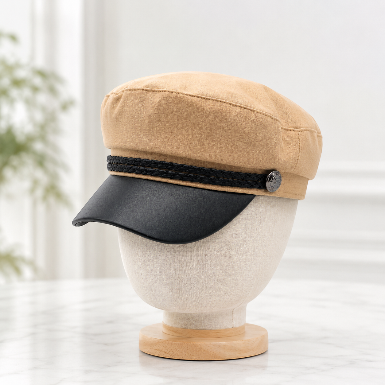 Vintage Military Newsboy Cap for Men & Women, Classic Cadet Captain Hat, Stylish Flat Brim Vintage Streetwear Hat