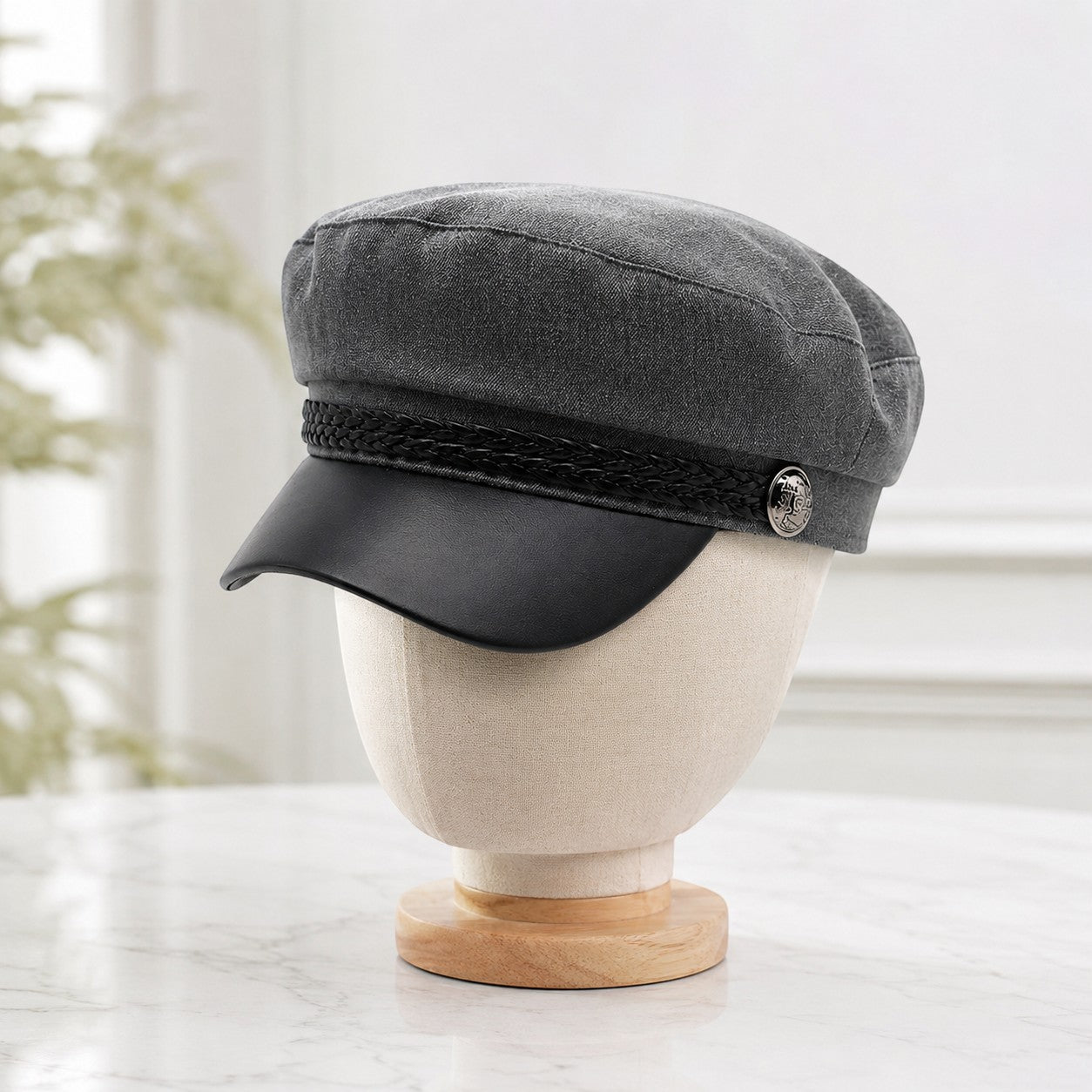 Vintage Military Newsboy Cap for Men & Women, Classic Cadet Captain Hat, Stylish Flat Brim Vintage Streetwear Hat