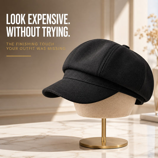 Women's Baker Boy Cap Newsboy Hat with Visor, Classic Cabbie Hat, Soft Structured Fashion Cap for Casual Street Style