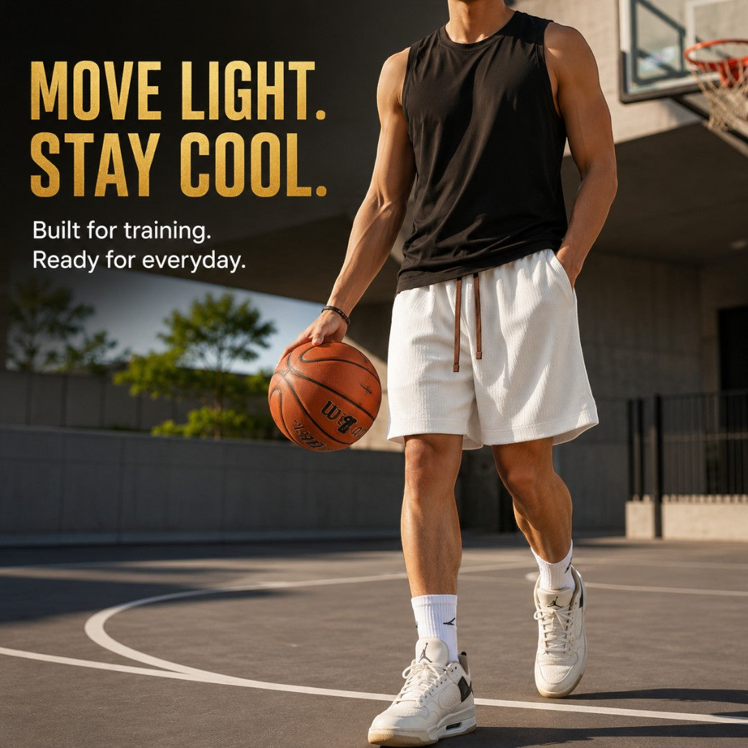 Loose Fit Gym Shorts | Quick Dry Basketball Shorts | Textured Drawstring Training Bottoms | Summer Running Wear
