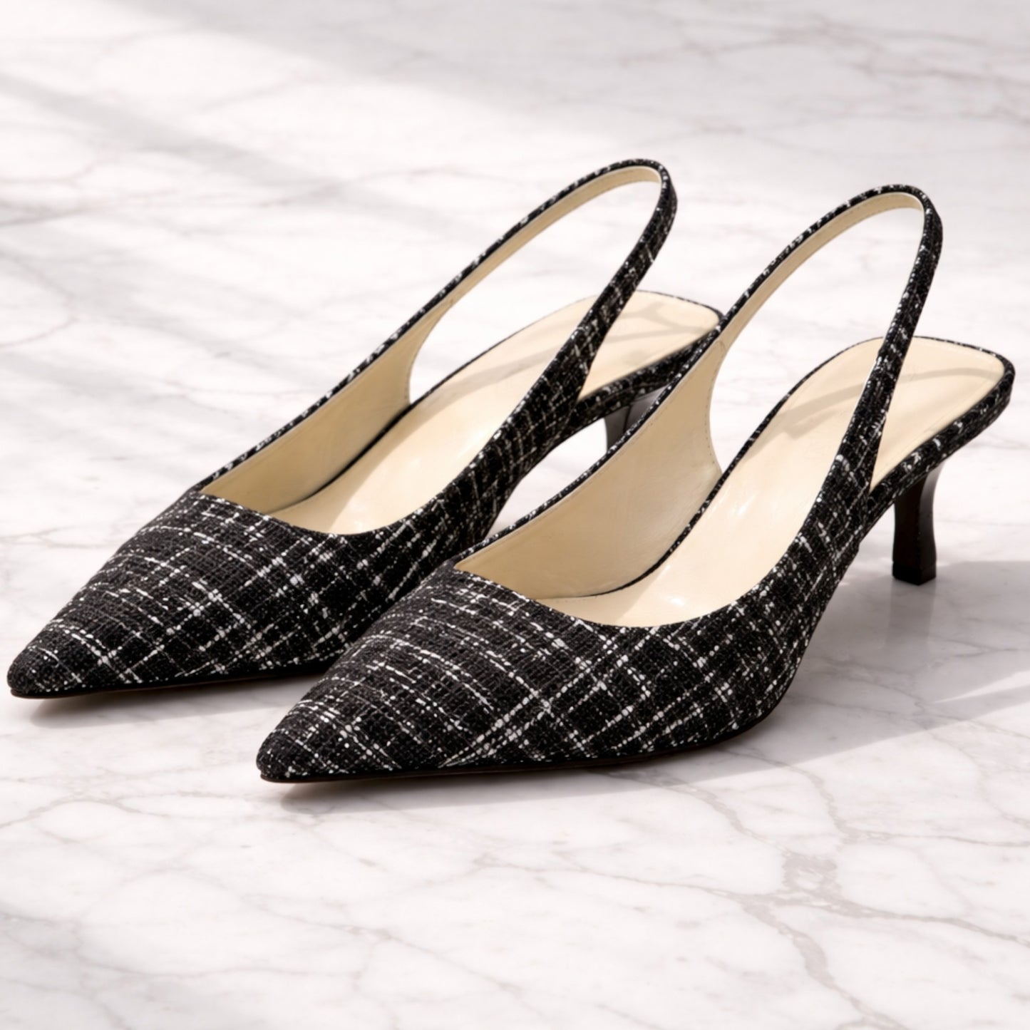 Women’s Slingback Heels | Pointed Toe Pumps Elegant Low Heel Shoes