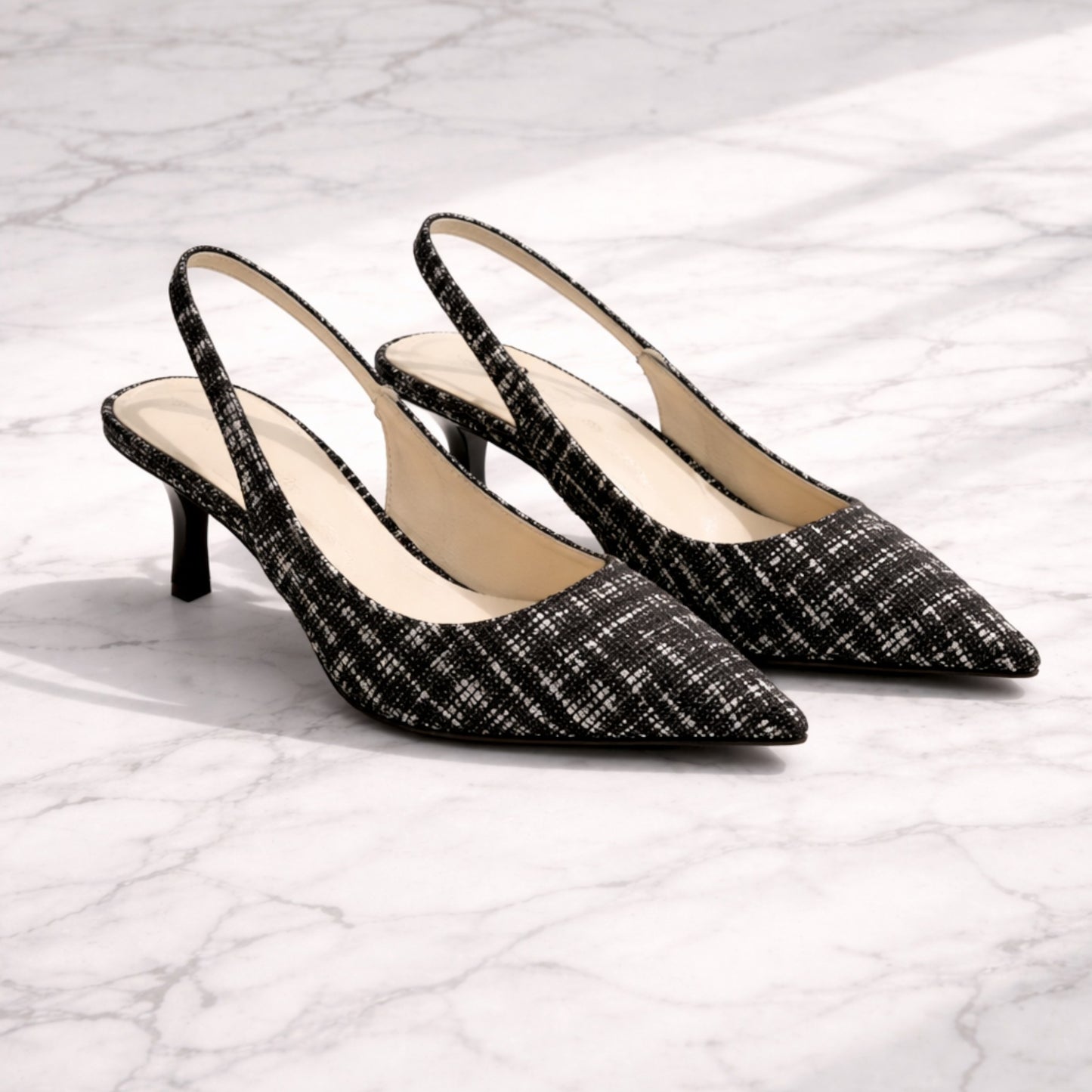 Women’s Slingback Heels | Pointed Toe Pumps Elegant Low Heel Shoes