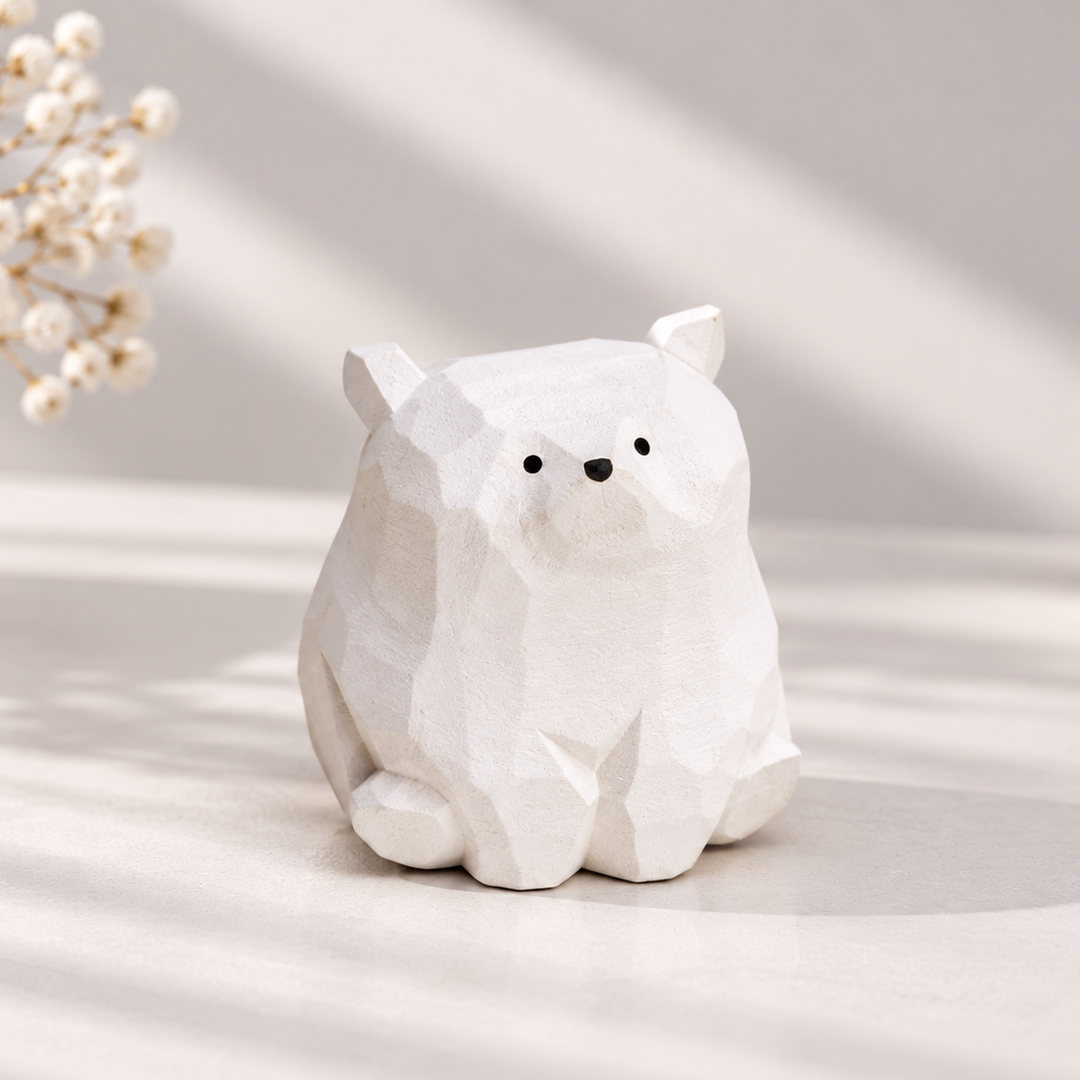 Mini Wooden Bear Figurine | Small Bear Decor Sculpture | Animal Figurine Home Accent | Desk Shelf Decorative Art | Cute Gift Idea