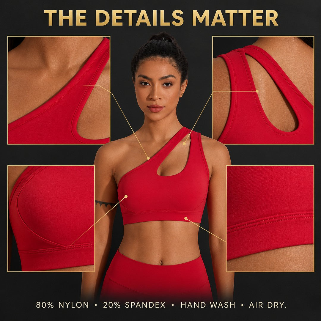 One Shoulder Sports Bra Women | Asymmetric Yoga Crop Top | Quick Dry Stretch Workout Wear | Gym Running Fitness Training Style
