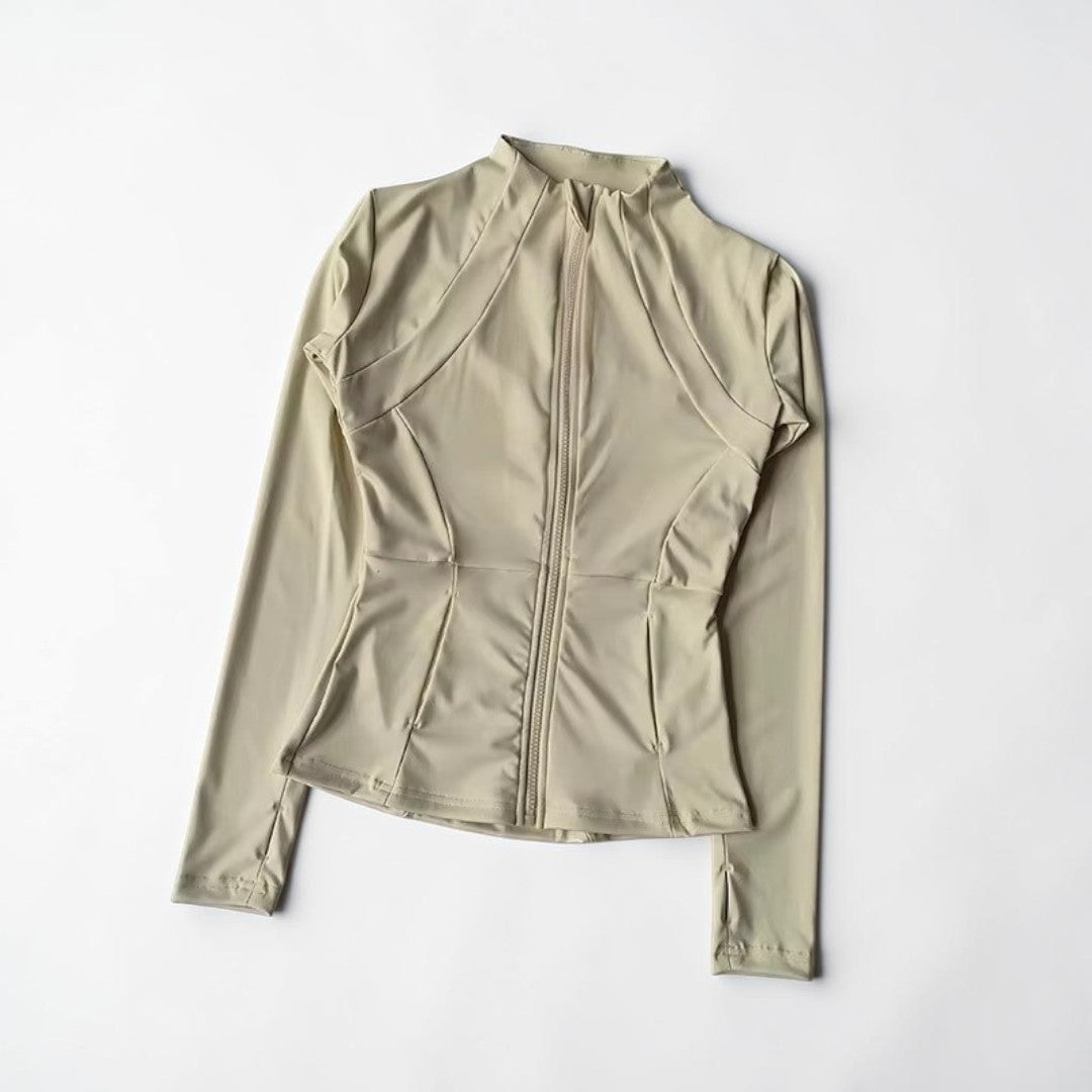 Women’s Slim Fit Yoga Jacket | Quick Dry Long Sleeve Workout Zip Top | Running Layer | Sculpted Fitness Jacket