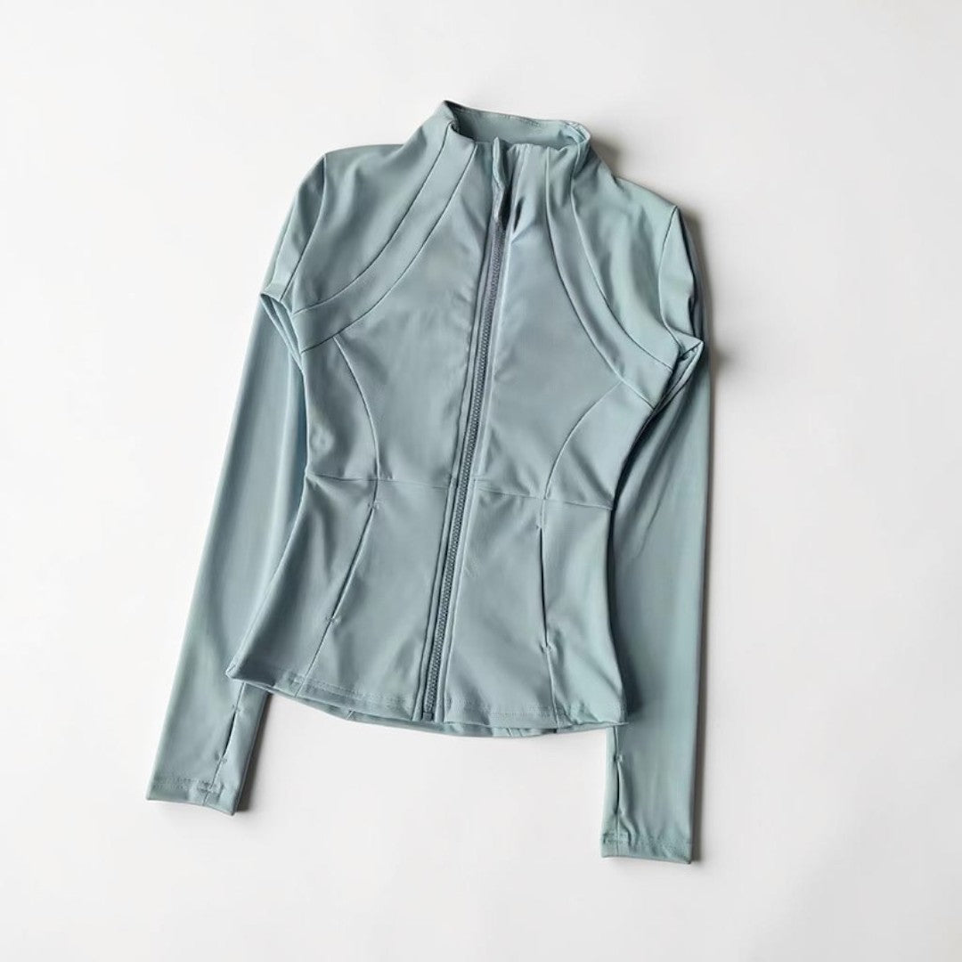 Women’s Slim Fit Yoga Jacket | Quick Dry Long Sleeve Workout Zip Top | Running Layer | Sculpted Fitness Jacket